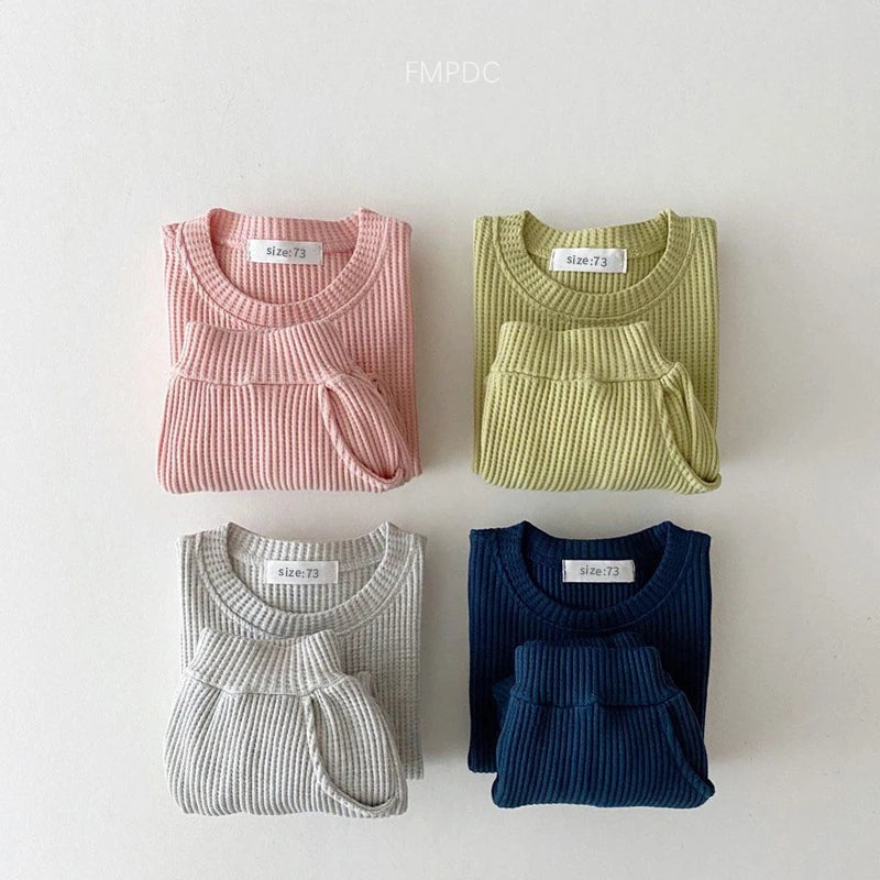 Ribbed Cotton Solid Colored Sweater Set 6M-3T