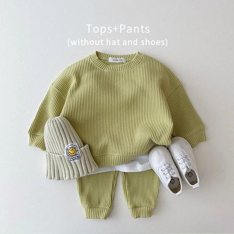 Ribbed Cotton Solid Colored Sweater Set 6M-3T