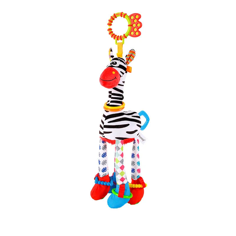 Plush Animal Rattle with Built-in Teether