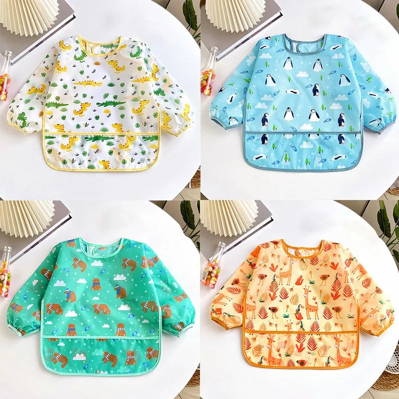 Waterproof Long-Sleeve Baby Bib – Cute &amp; Mess-Free Feeding Apron