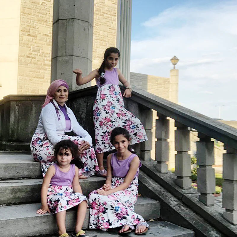 Mother and Daughter Matching Floral Long Dress