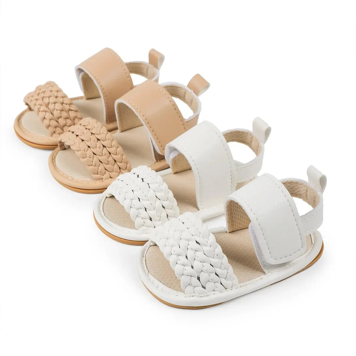 Girls Braid Pattern Open Toe Summer Flat Sandals