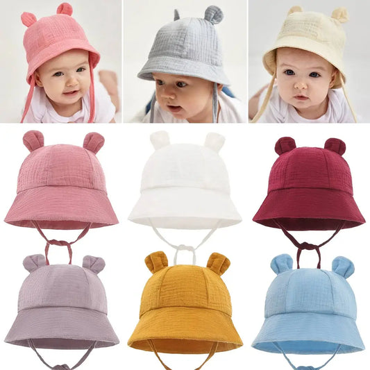 Soft Cotton Baby Bucket Hat with Ears