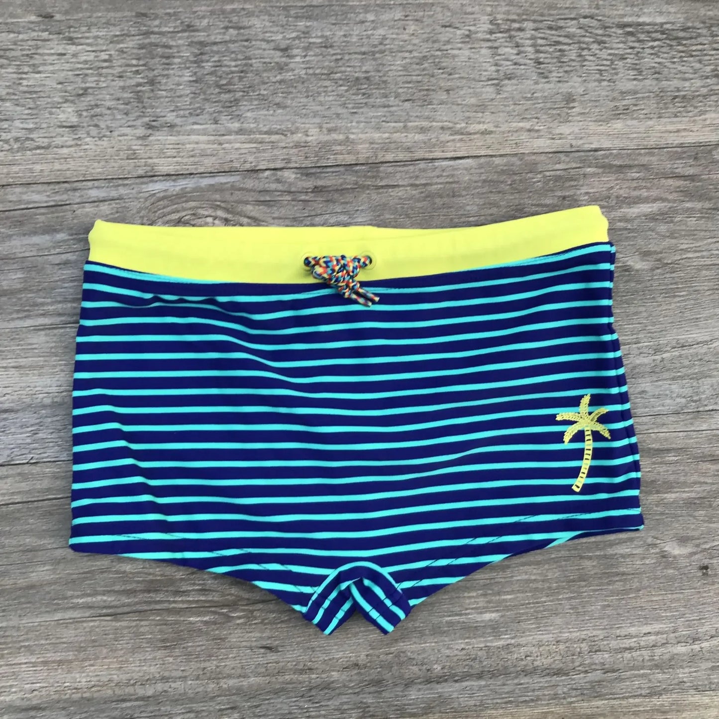 Boys' Striped Coconut Tree Swimming Trunks