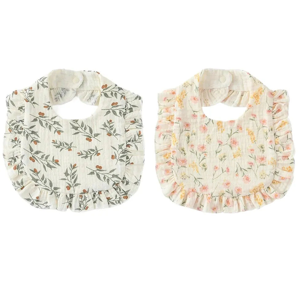 2-Piece Feeding Ruffle Floral Bib