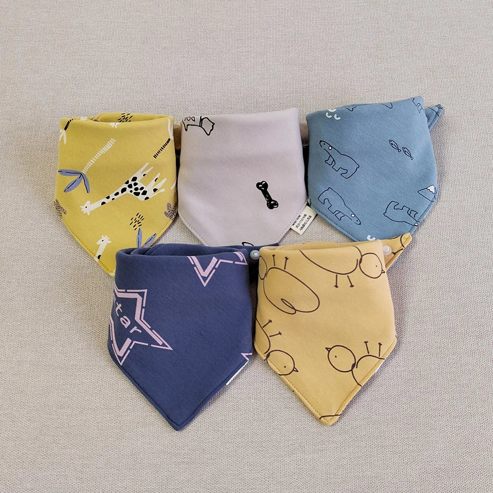 5Pcs Baby Bandana Bibs – Soft & Absorbent Cotton Saliva Towels