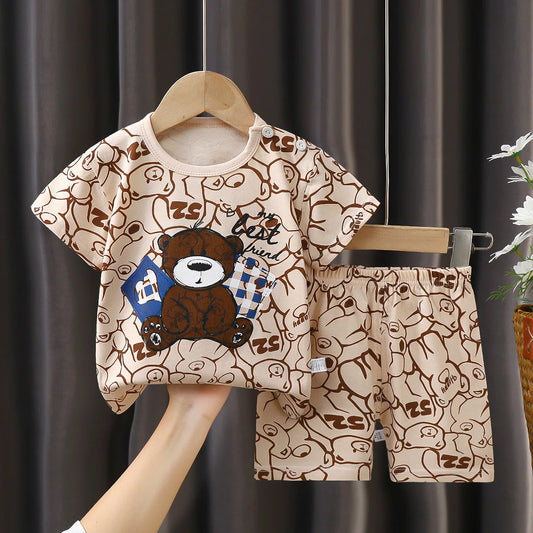 Cartoon Animal Print Pajama Set 6M-6Y