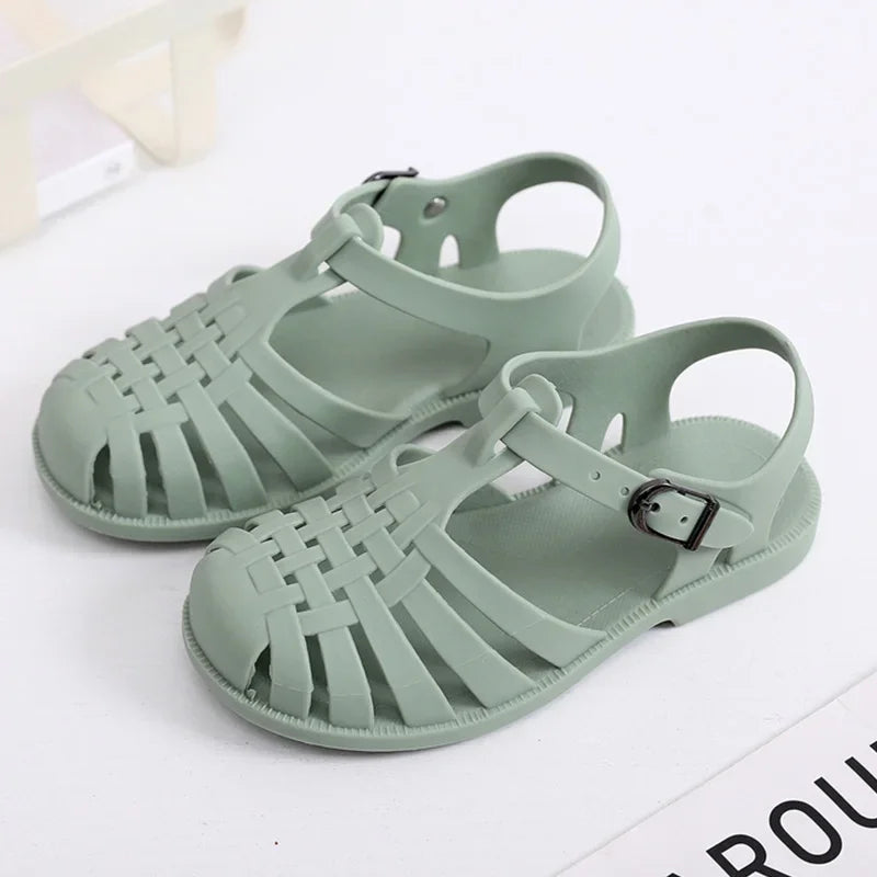 Leather Buckle-Strap Summer Sandals