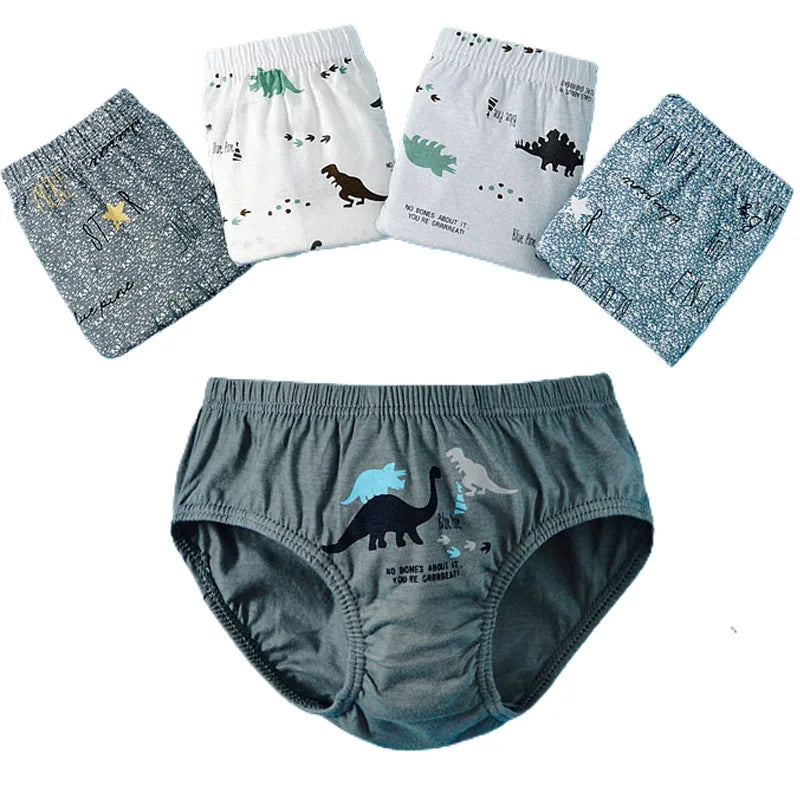 3-Piece Boys' Dinosaur Print Underwear Set