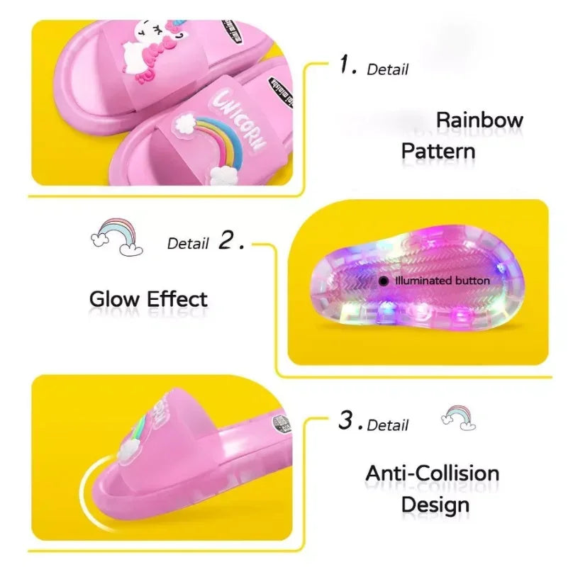 Toddler Girls Light Up Unicorn Slippers