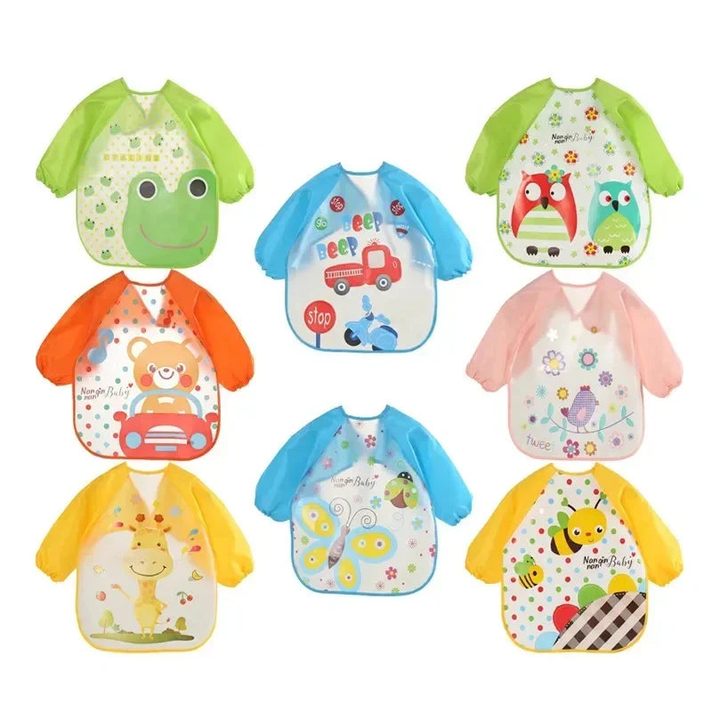 0-3 Years Baby Waterproof Long-Sleeve Wearable Feeding Bib