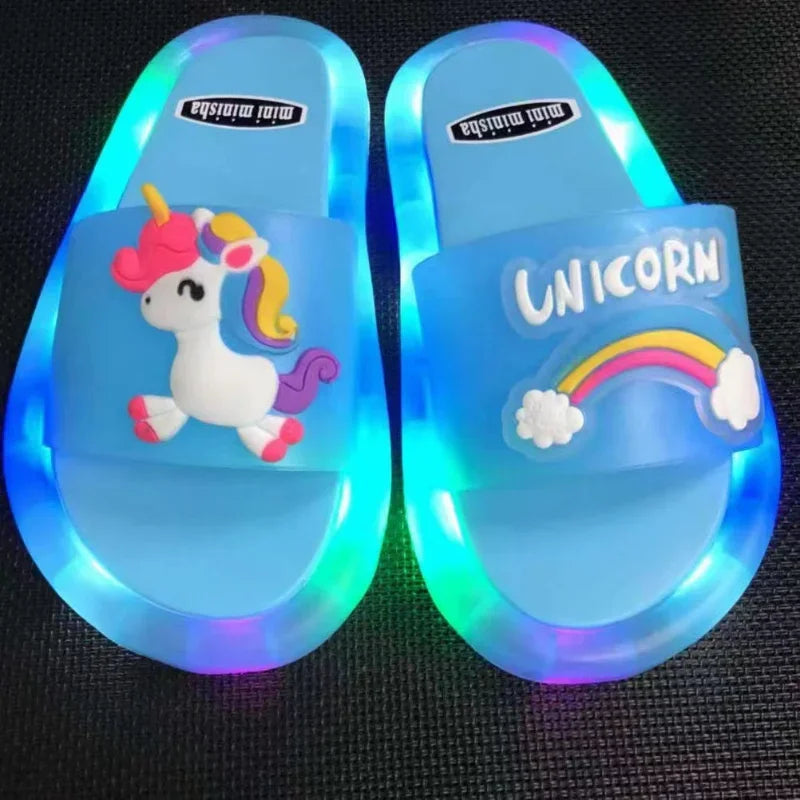 Toddler Girls Light Up Unicorn Slippers