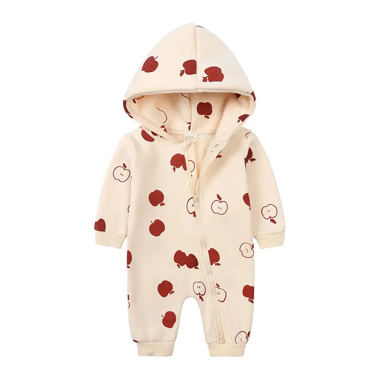 Cartoon Print Long Sleeve Hooded Onesie 3-24 Months