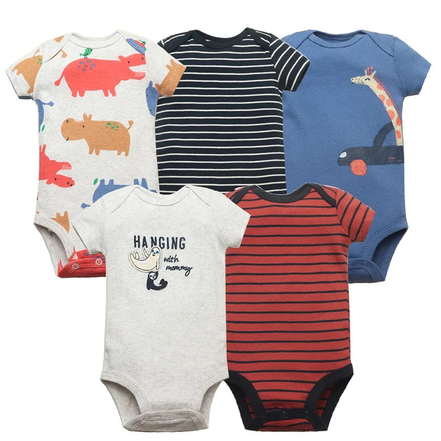 5pc 100% Cotton Short Sleeve Onesies  6-24M