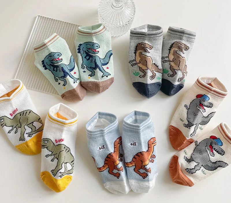 5ct Pack Boys' Dinosaur Ankle Socks