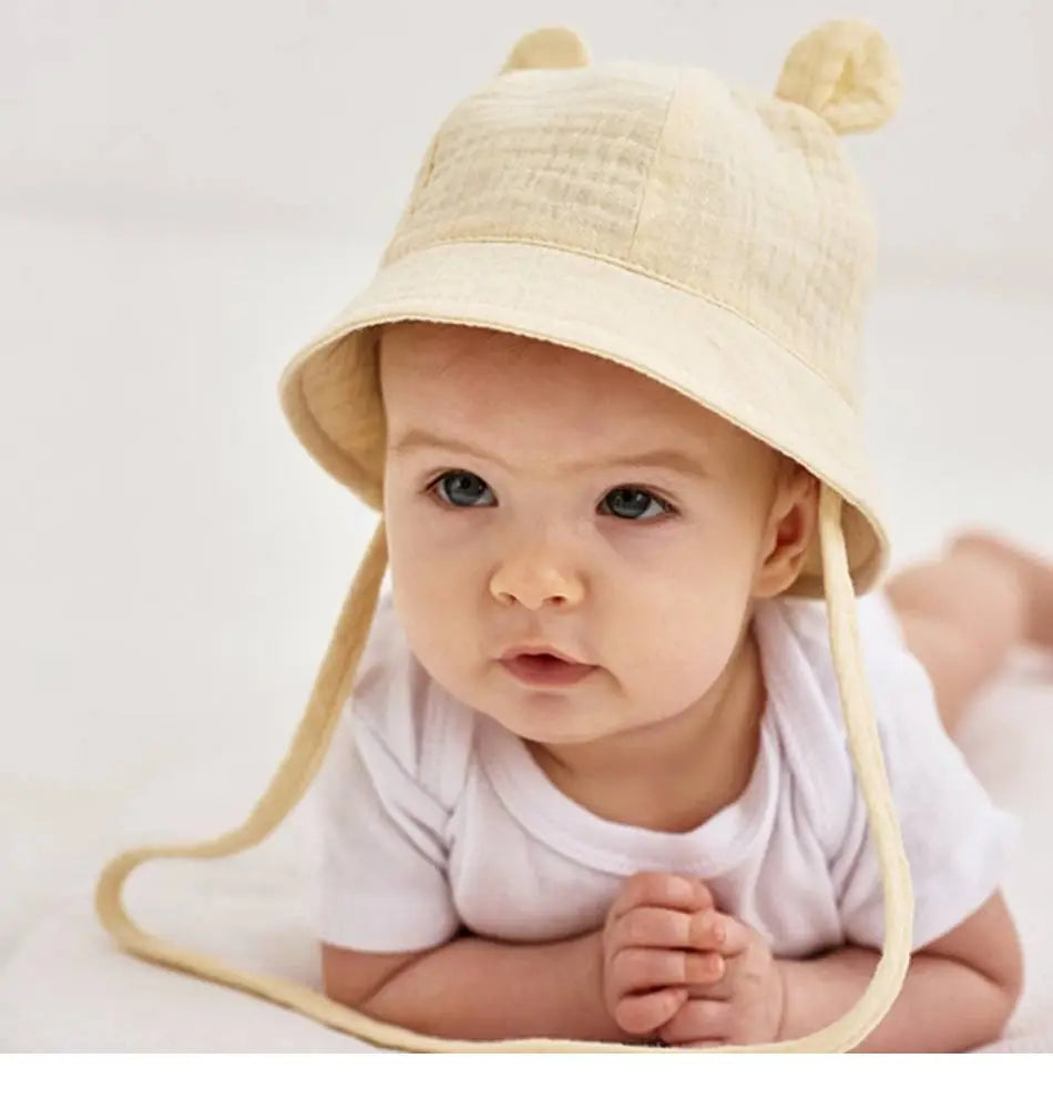 Soft Cotton Baby Bucket Hat with Ears