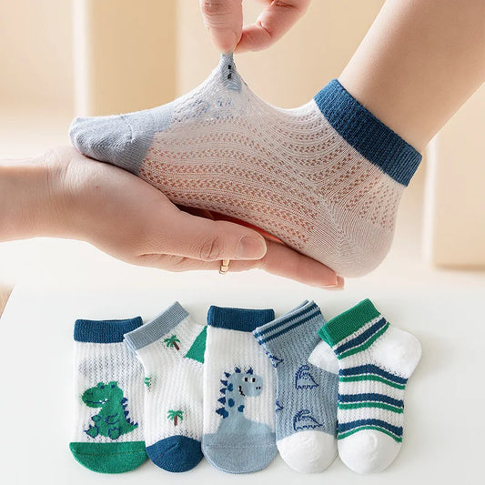 5ct Thin Summer Socks 1Y-12Y