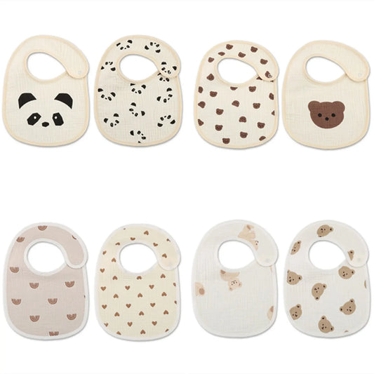 2-Piece Set Cotton Teddy Bear Print Baby Bibs