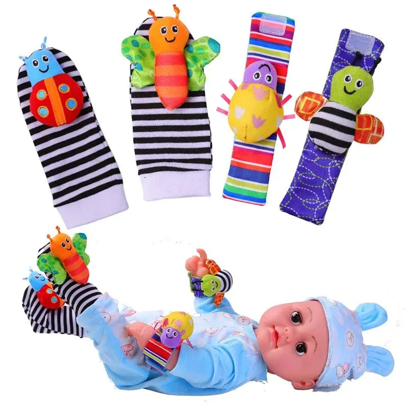 4ct Baby Wrist Straps and Socks Rattle