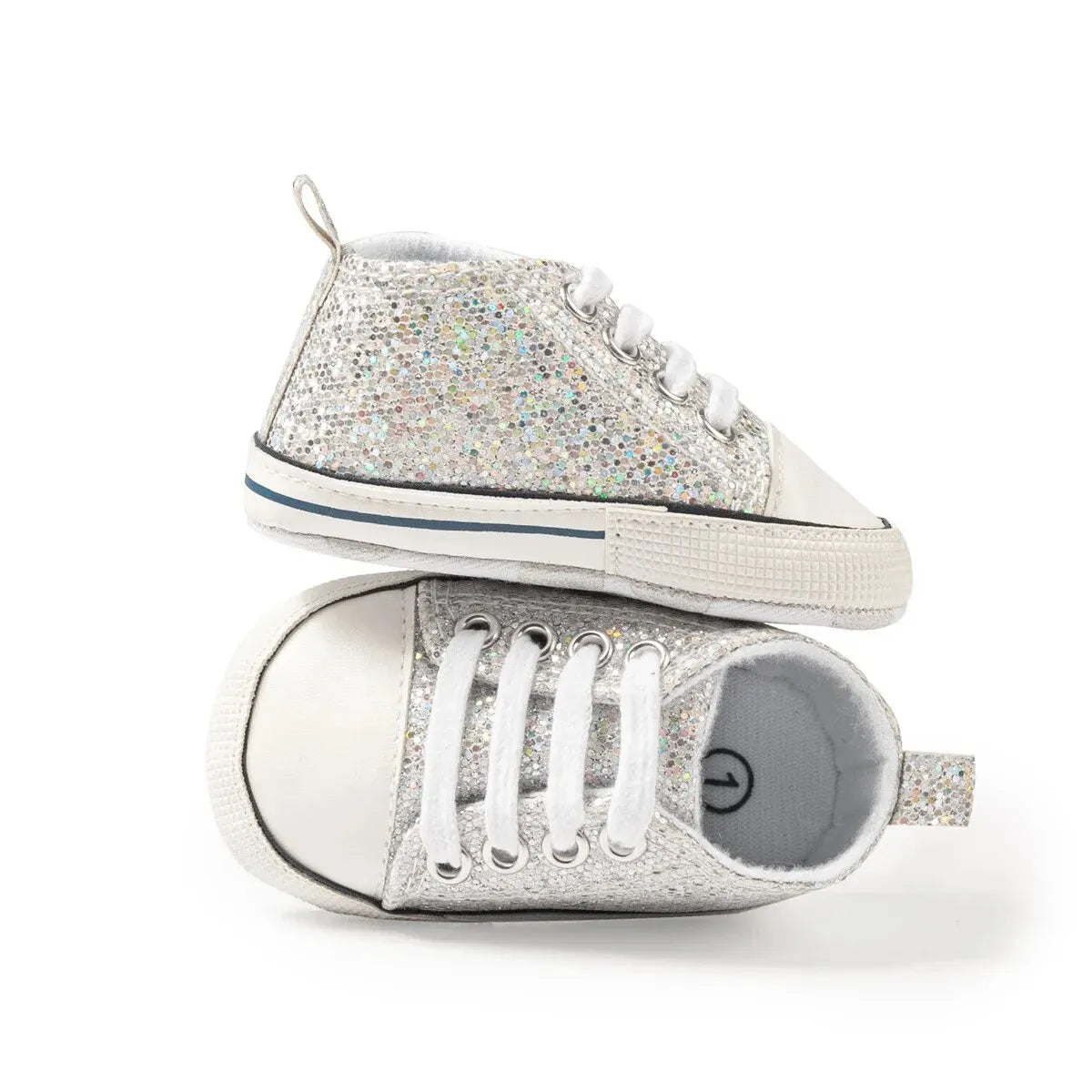 0-18M First Walker Nonslip Shimmer Lace Sneakers