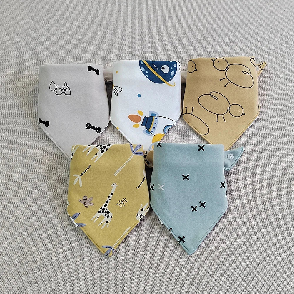 5Pcs Baby Bandana Bibs – Soft & Absorbent Cotton Saliva Towels