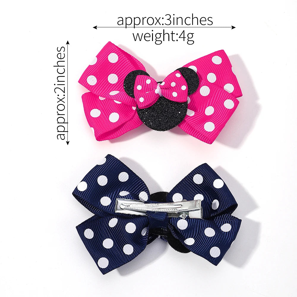 2pcs Set Polka Dot Hair Bow Clips