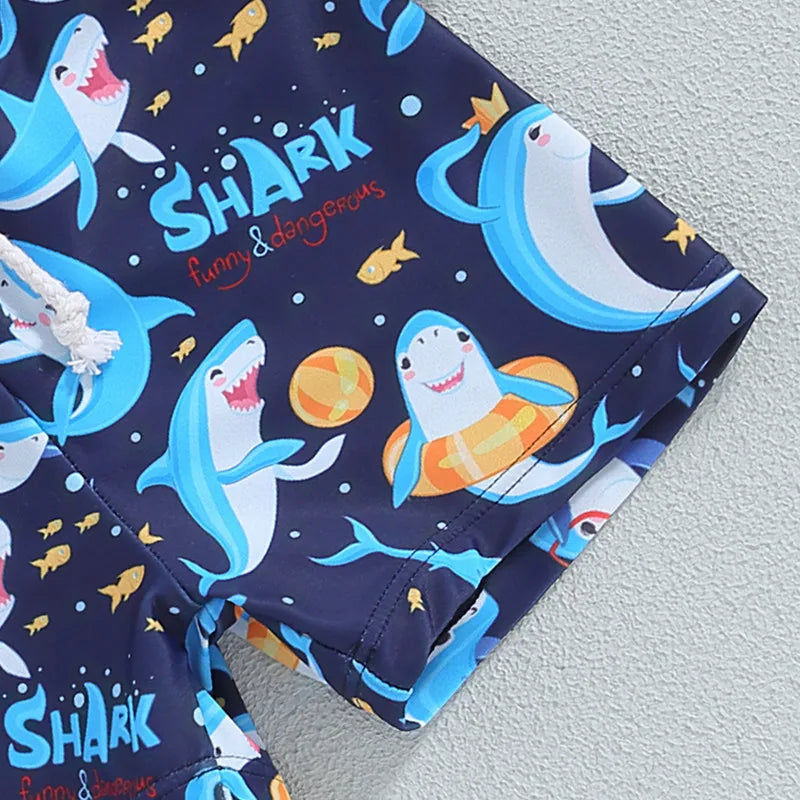 Toddler Boys' Shark Print Swim Trunks