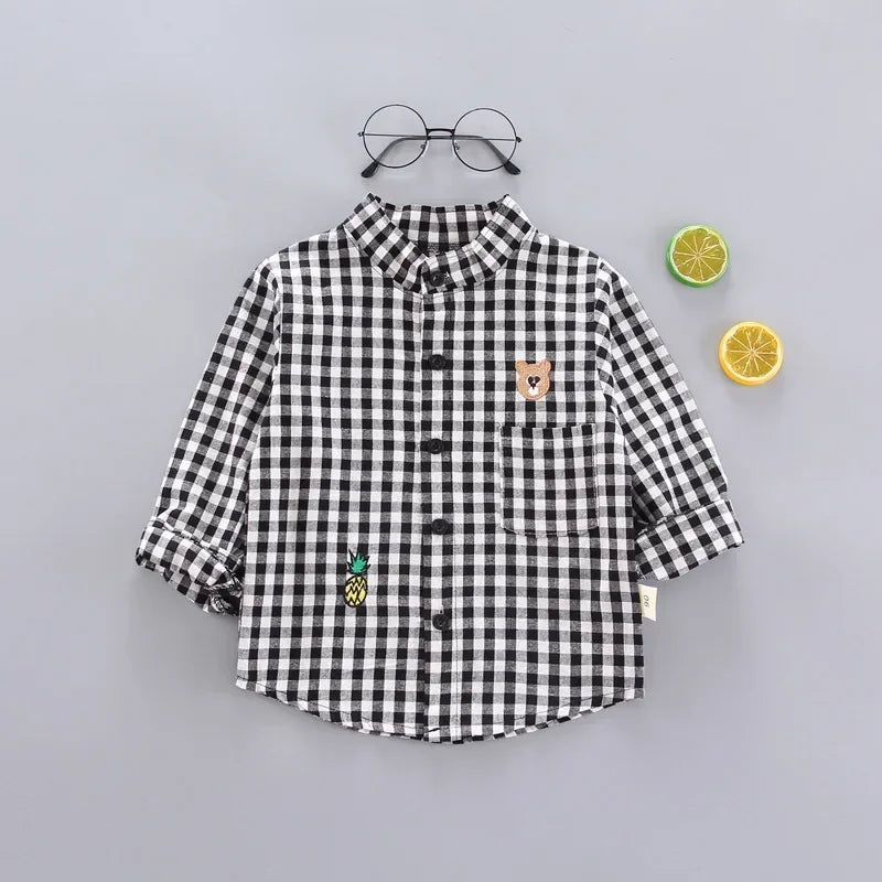 Toddler Boys Plaid Button-Up Collar Shirt 9M-5T