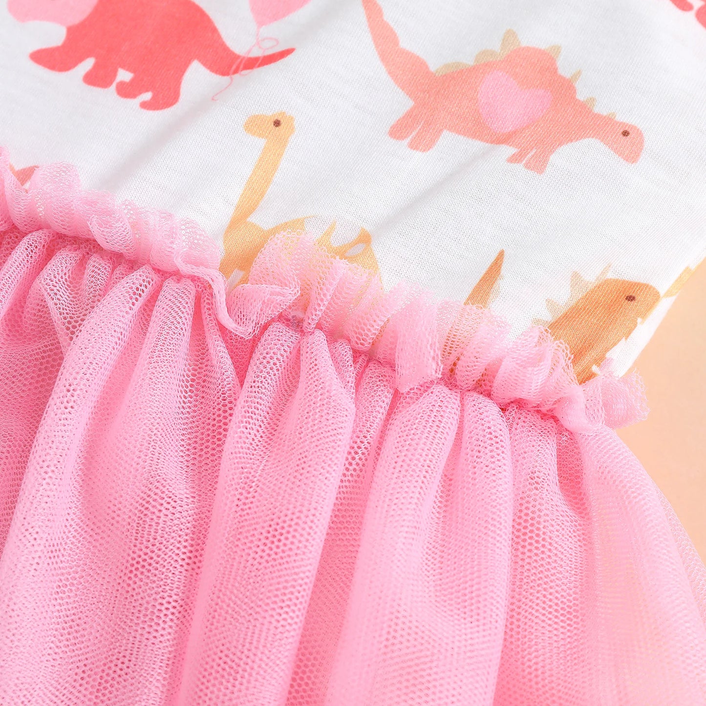 Toddler Girls' Sleeveless Dinosaur Print Mesh Dress