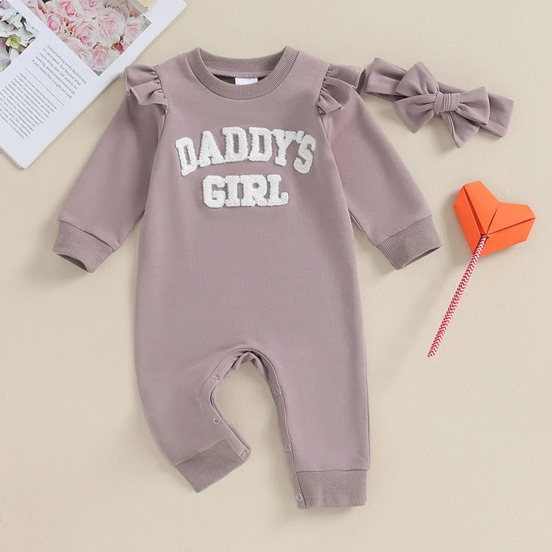 "Daddy's Girl" Long-Sleeve Onesie with Matching Bow