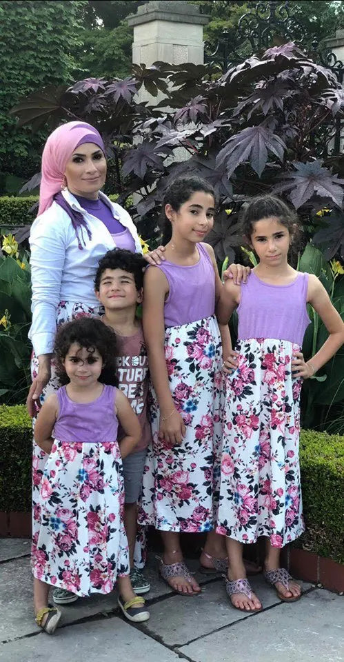 Mother and Daughter Matching Floral Long Dress