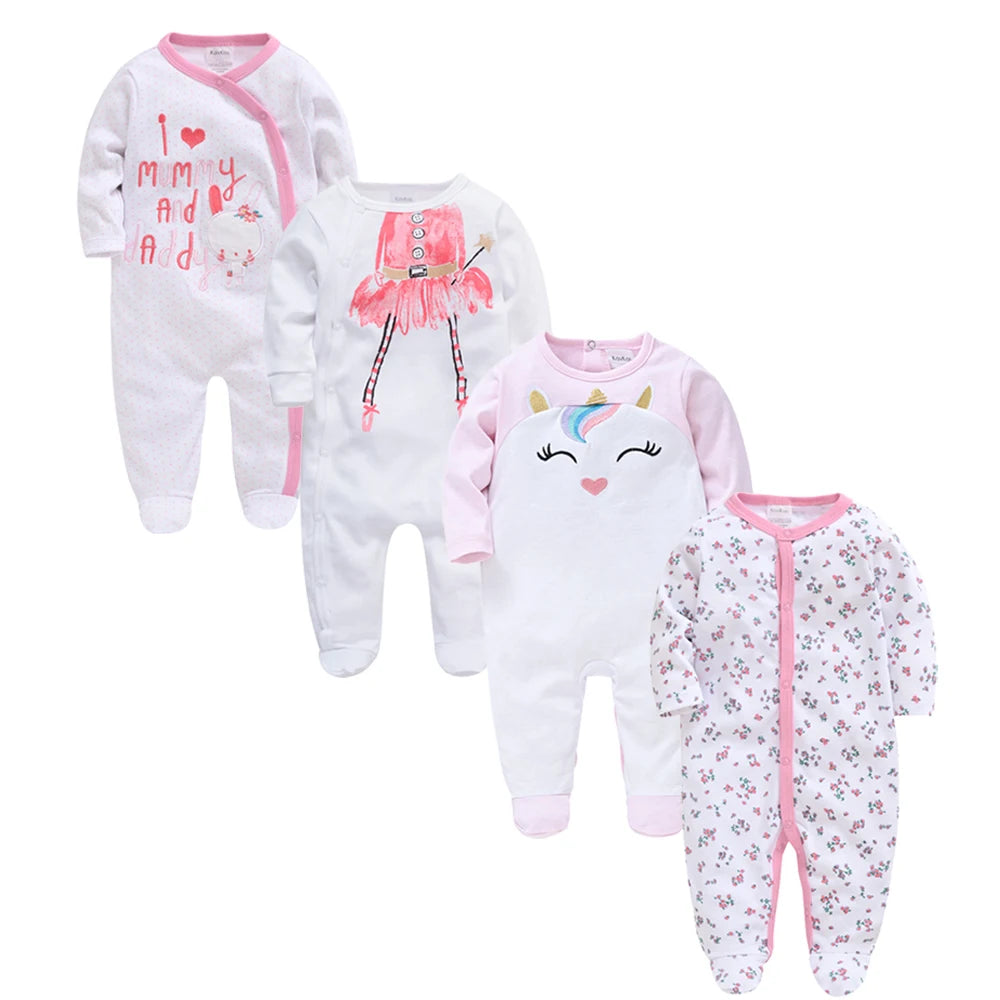 3pc & 4pc Newborn Cotton Long Sleeve Onesies 0-12m