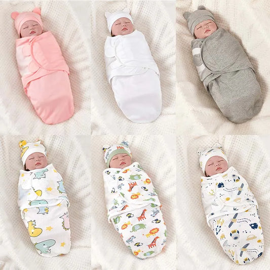 Newborn Receiving Swaddle Blanket with Matching Hat Set