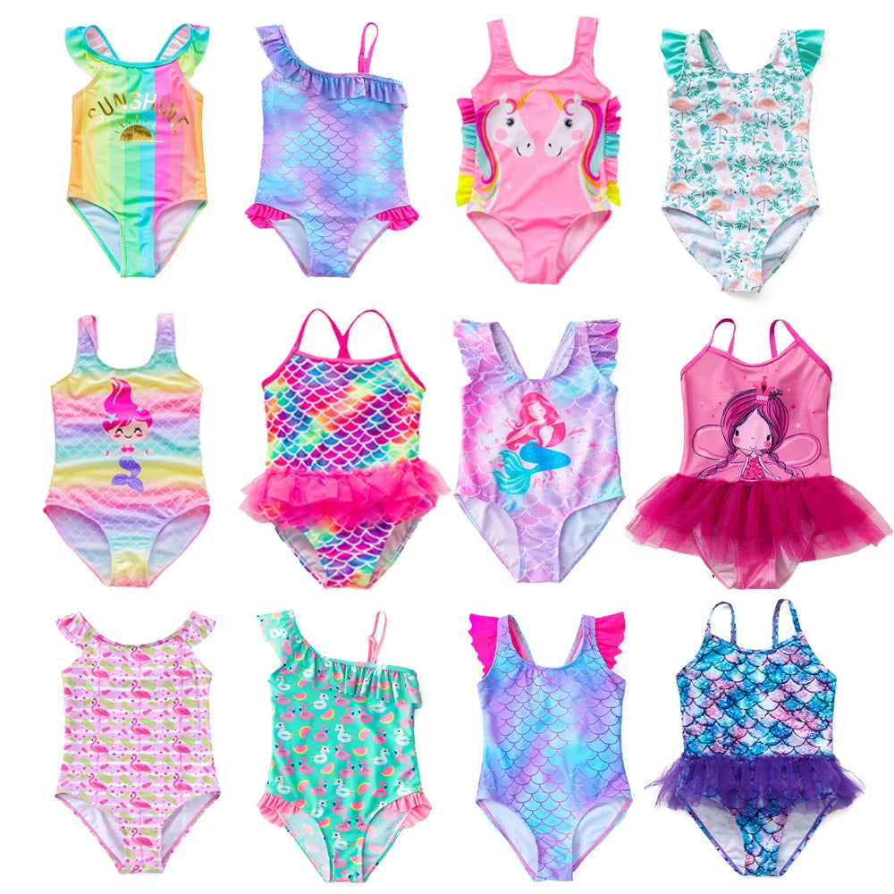 Girls' One Piece Mermaid Unicorn Swimsuits