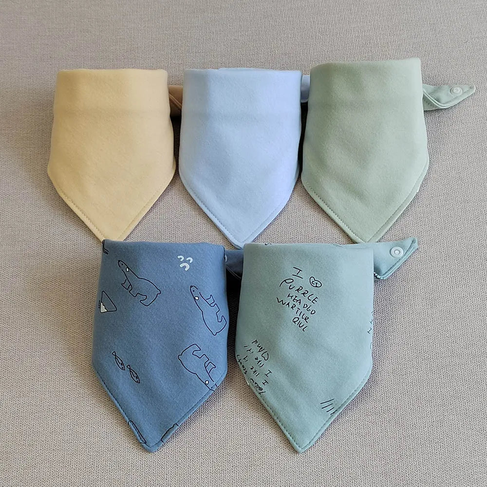 5Pcs Baby Bandana Bibs – Soft & Absorbent Cotton Saliva Towels