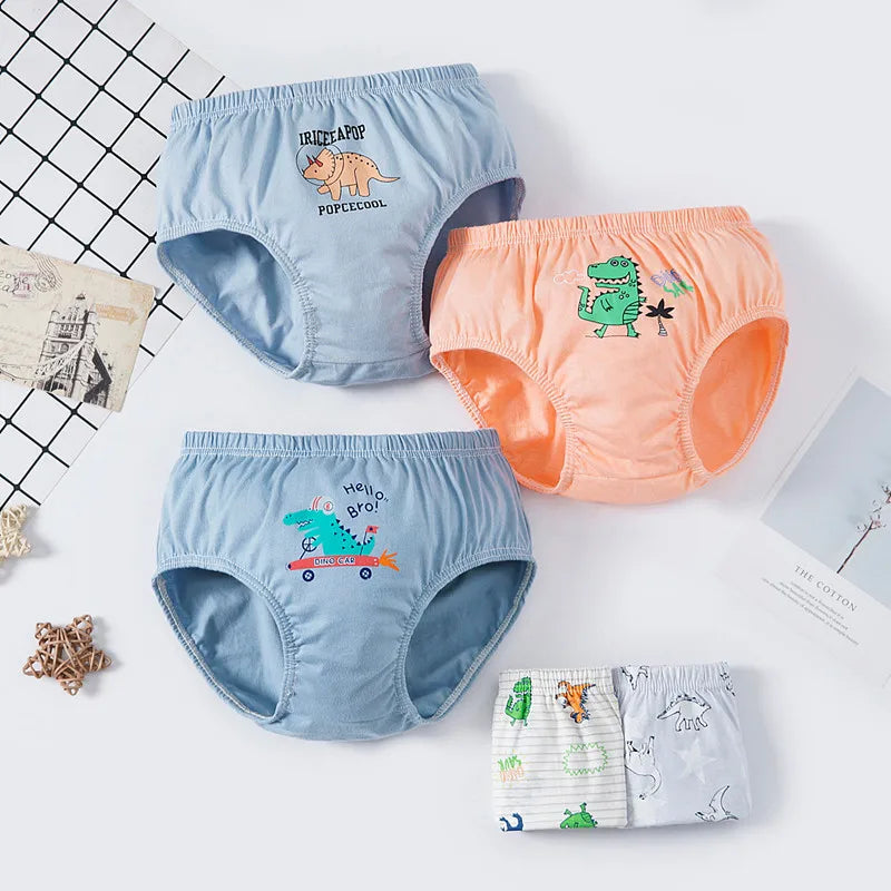 3-Piece Boys' Dinosaur Print Underwear Set