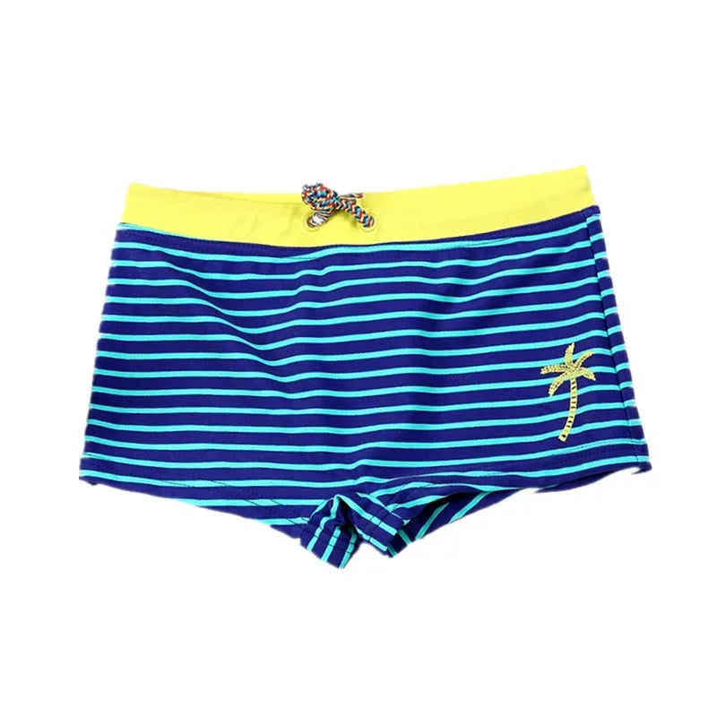 Boys' Striped Coconut Tree Swimming Trunks