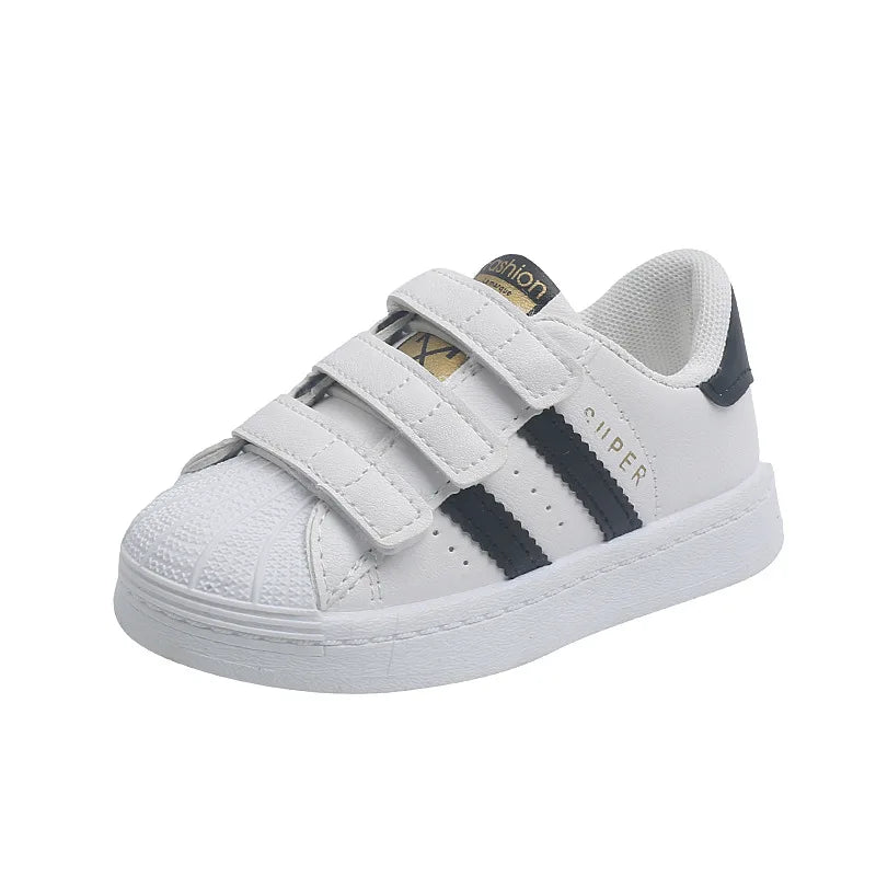 Toddlers' White Two Striped Sneakers