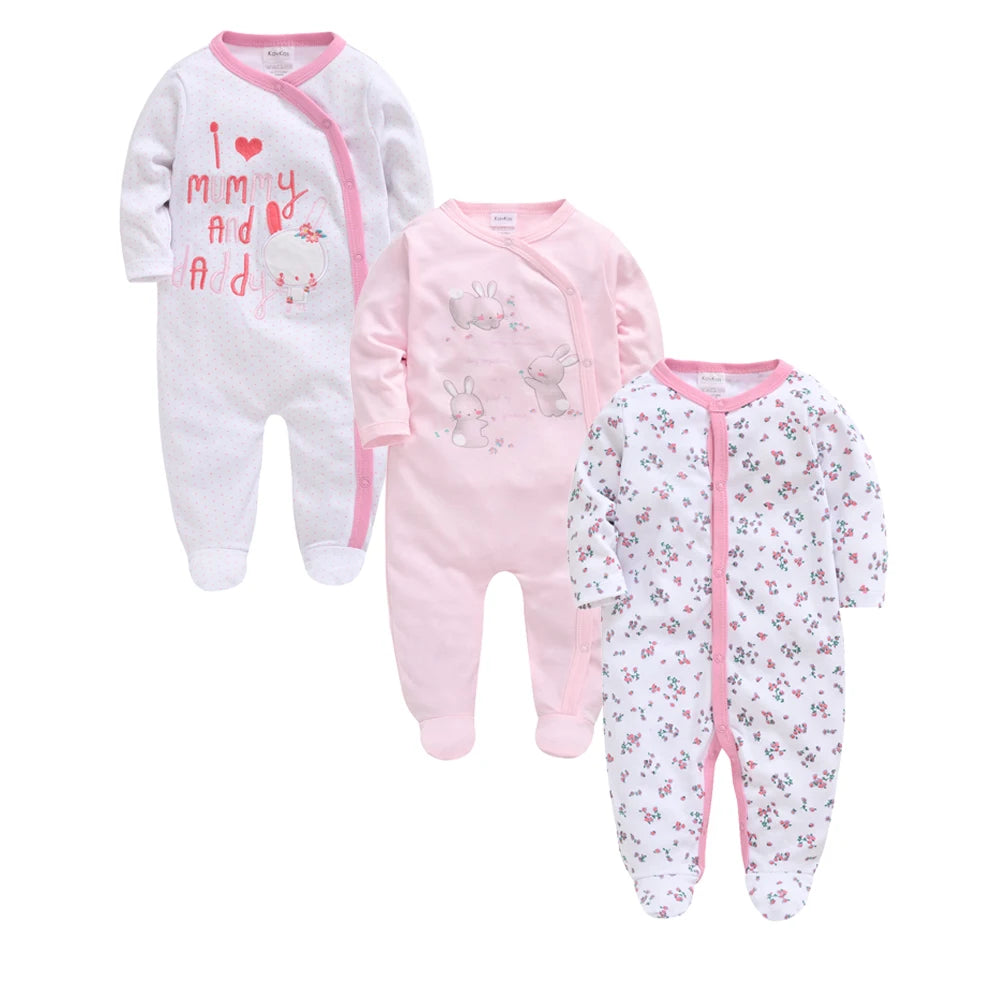 3pc & 4pc Newborn Cotton Long Sleeve Onesies 0-12m