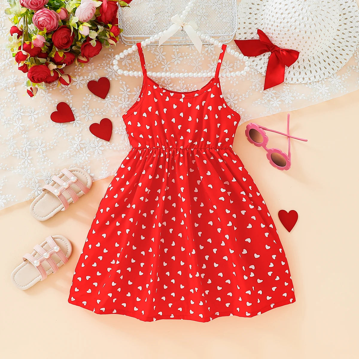 Girls' Red Heart Polk-A-Dot Dress