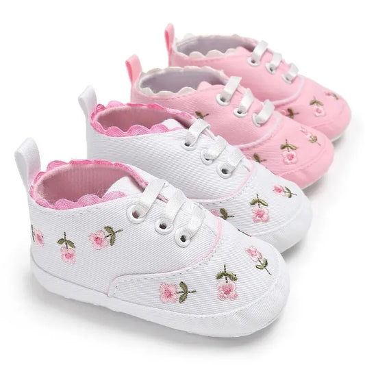 Infant Girl's White/Pink Floral Shoes