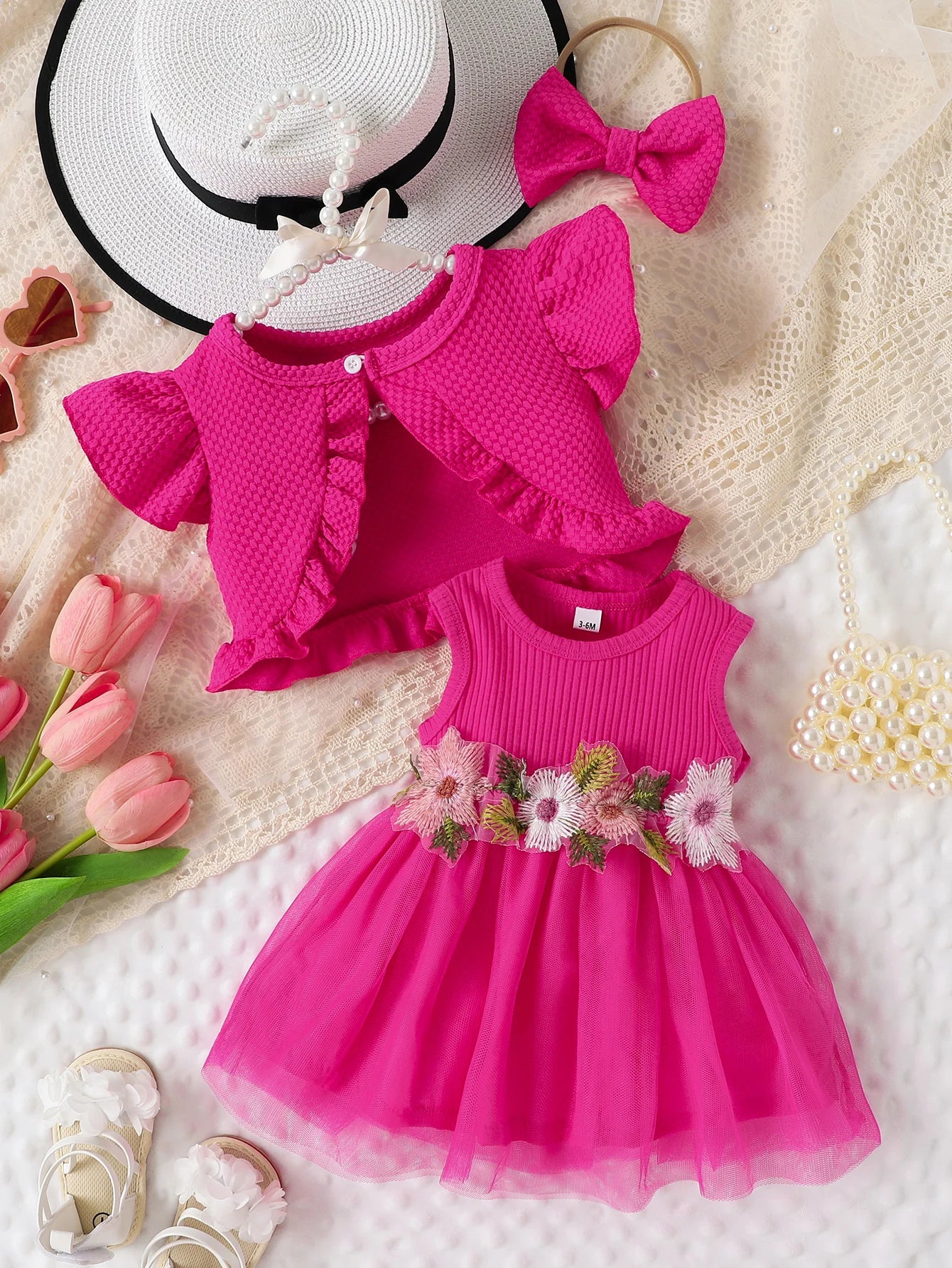 Girls Pink Floral Dress 3M-3Y