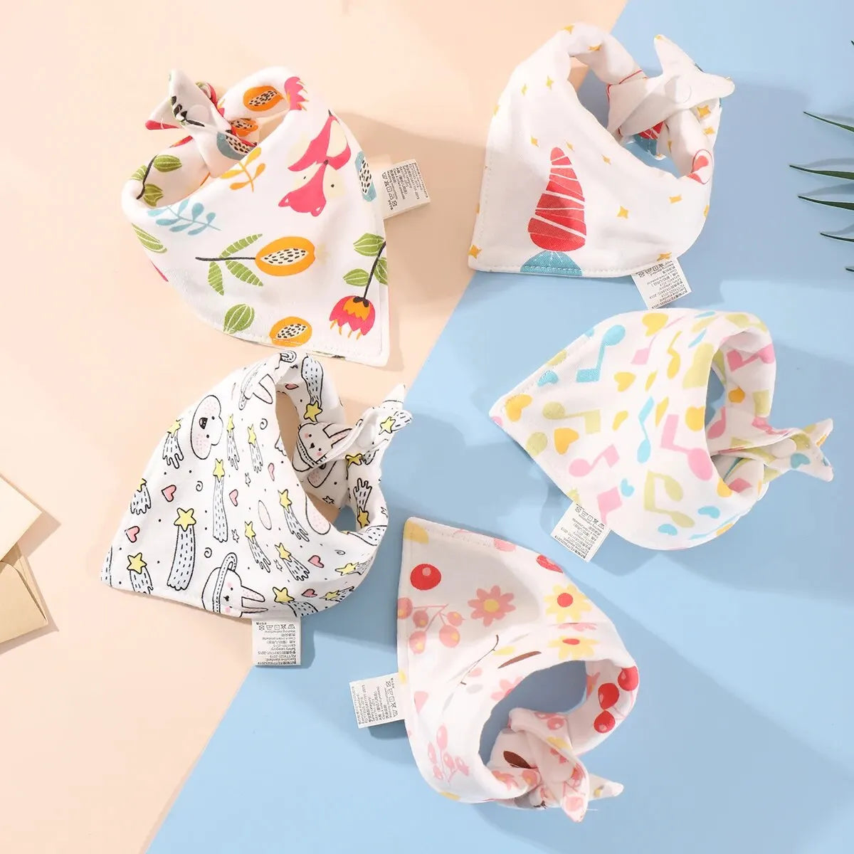 5Pcs Baby Cotton Bandana Bibs – Soft, Absorbent &amp; Adorable