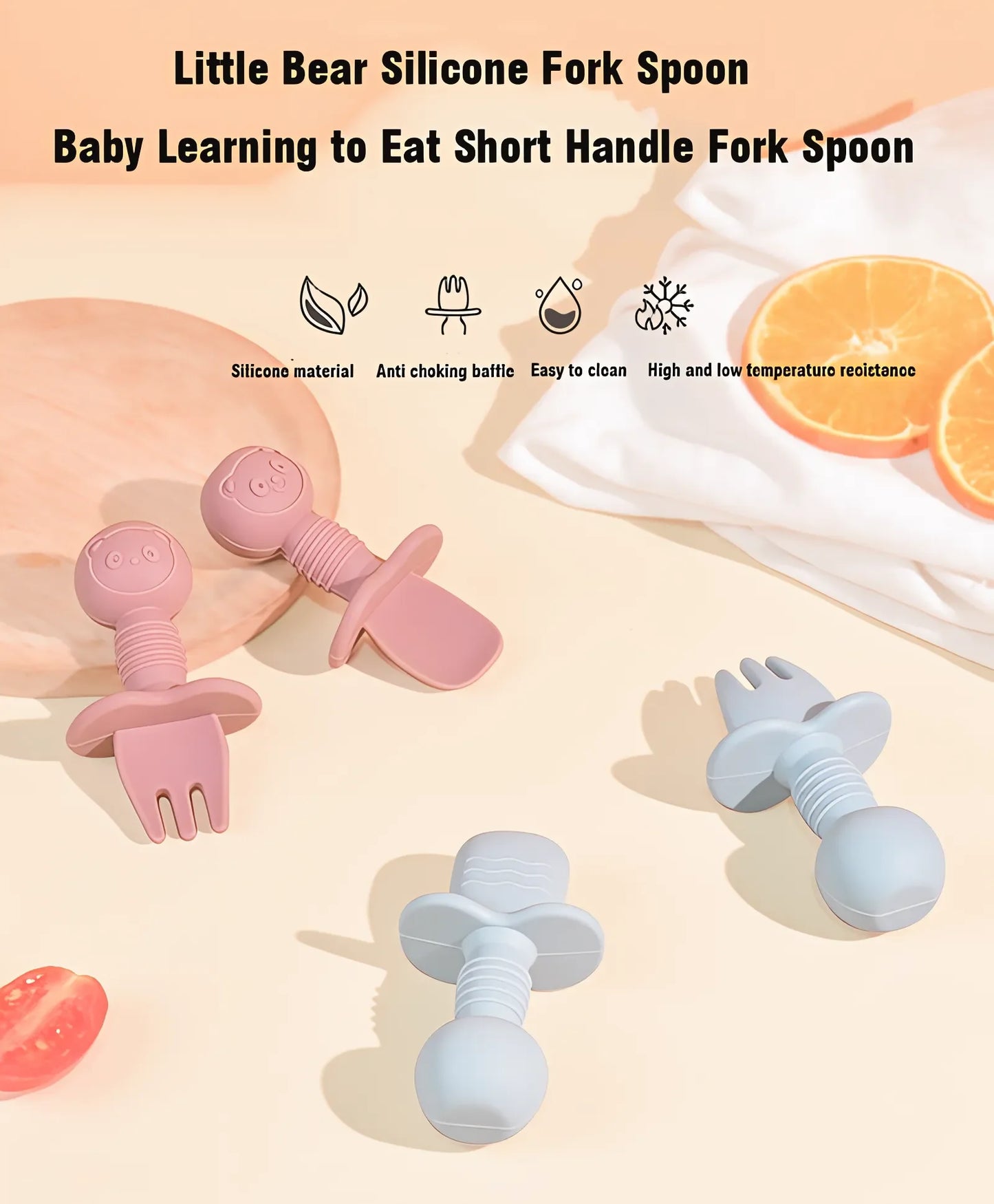 2-Piece Little Bear Silicone Utensils Set