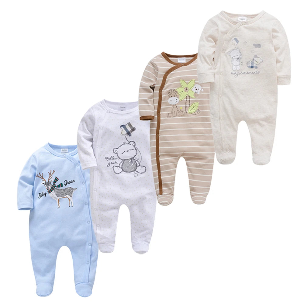 3pc & 4pc Newborn Cotton Long Sleeve Onesies 0-12m