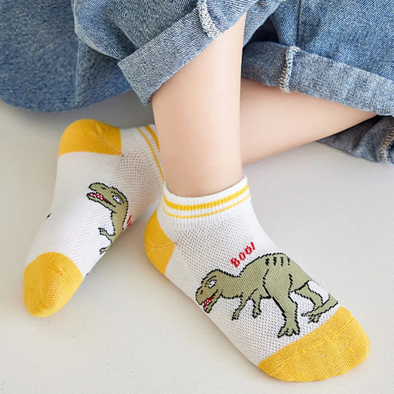 5ct Pack Boys' Dinosaur Ankle Socks