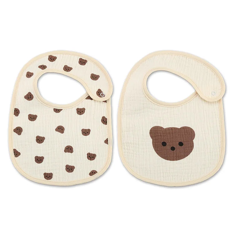 2-Piece Set Cotton Teddy Bear Print Baby Bibs