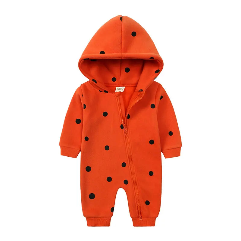 Cartoon Print Long Sleeve Hooded Onesie 3-24 Months