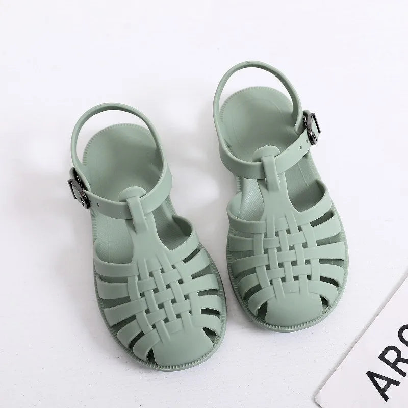 Leather Buckle-Strap Summer Sandals