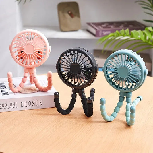 Multi-Functional Portable USB Rechargeable Octopus Mini Fan – Perfect for Strollers & Students 🌬️🔋